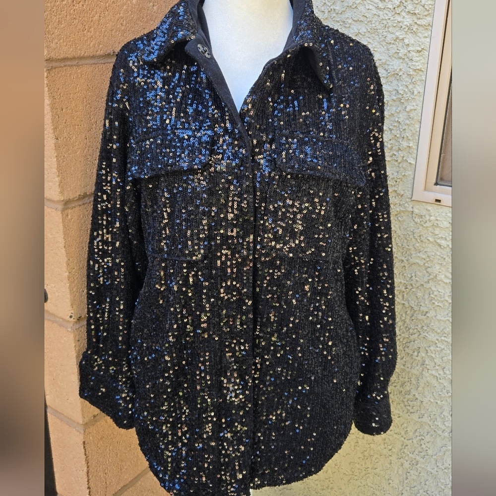 BB Dakota Steve Madden Black Sequin Jacket